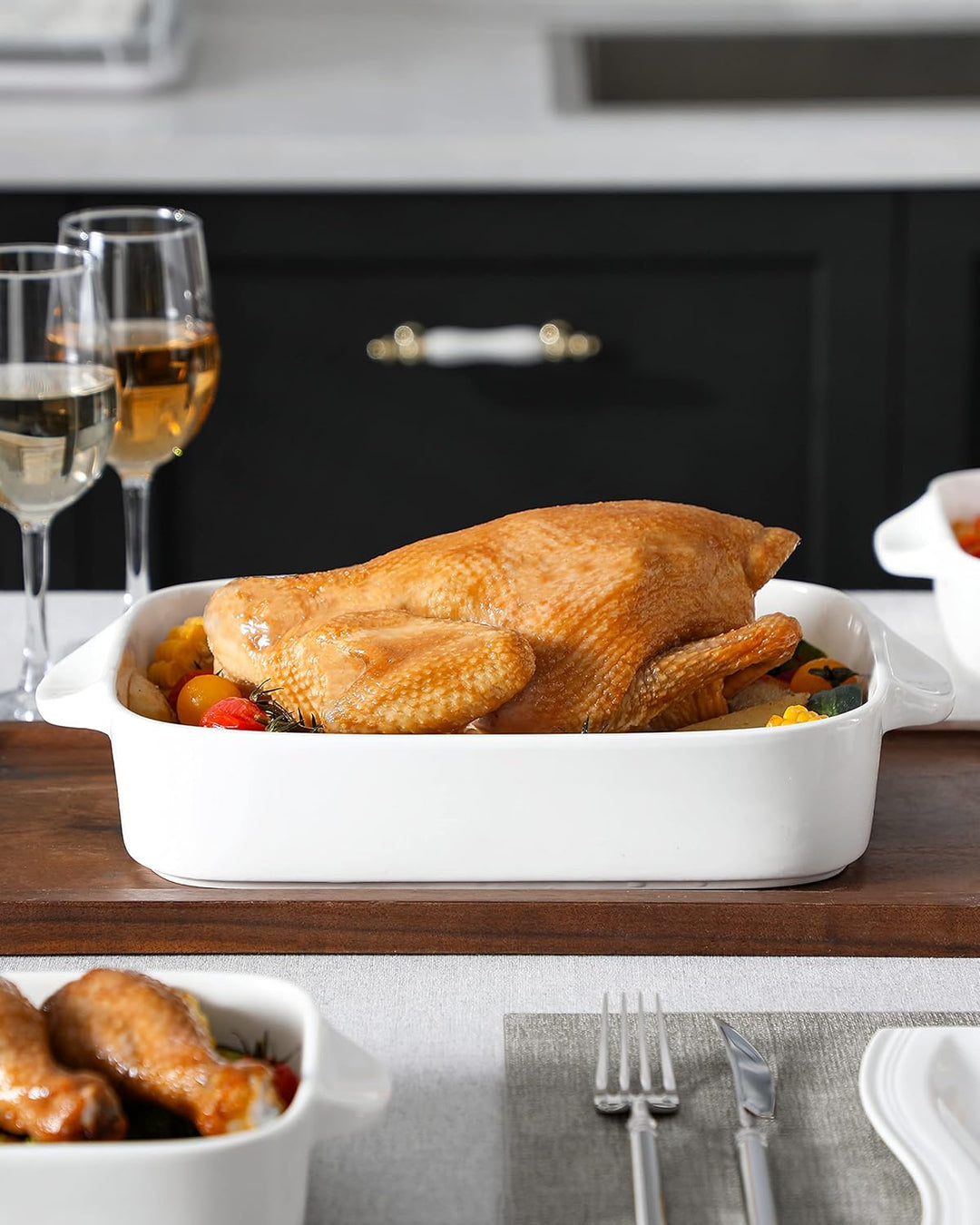 MALACASA, Serie Bake. Bake, 3 teilig Auflaufformen für den Ofen, Porzellan Backformen Set Durable Ca