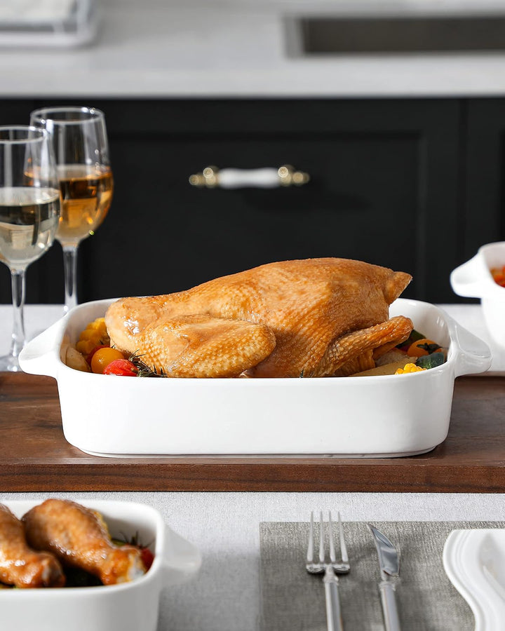 MALACASA, Serie Bake. Bake, 3 teilig Auflaufformen für den Ofen, Porzellan Backformen Set Durable Ca