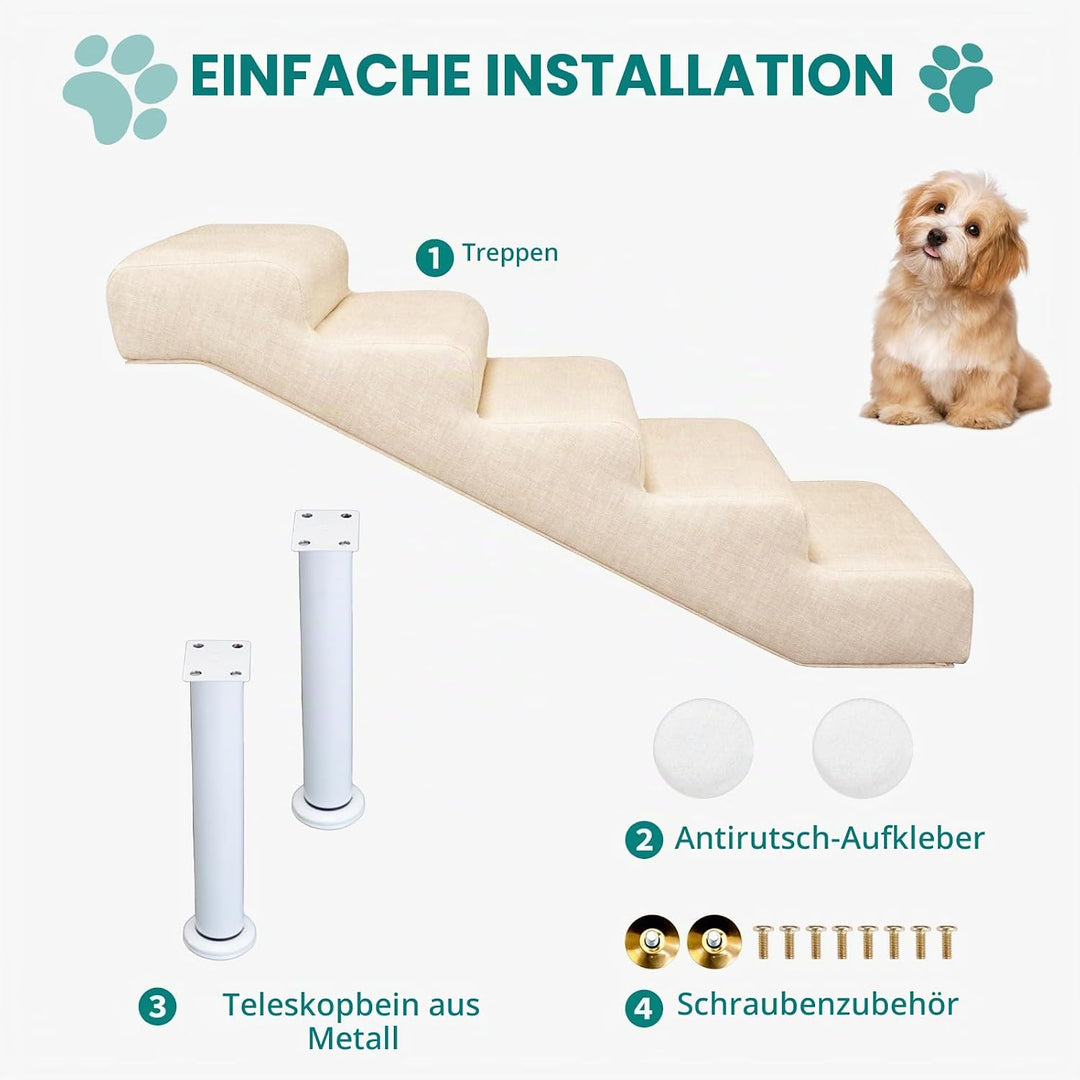 Hundetreppe rutschfeste Hunderampe Weiche Haustiertreppe Höhenverstellbar Mehrstufig wählbar Haustie