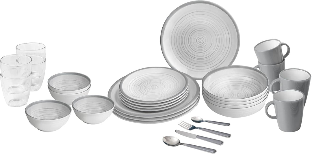 BRUNNER 0830150N.C4X Set Teller, Becher, Schalen, Becher aus Melamin, bruchsicher, Stonetouch, 40 St