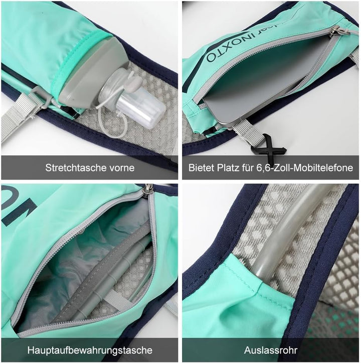 INOXTO Sport Wasserbeutel Weste Mit 1.5l Trinkblasen Running Weste Rucksack FüR Outdoor Wandern Trai