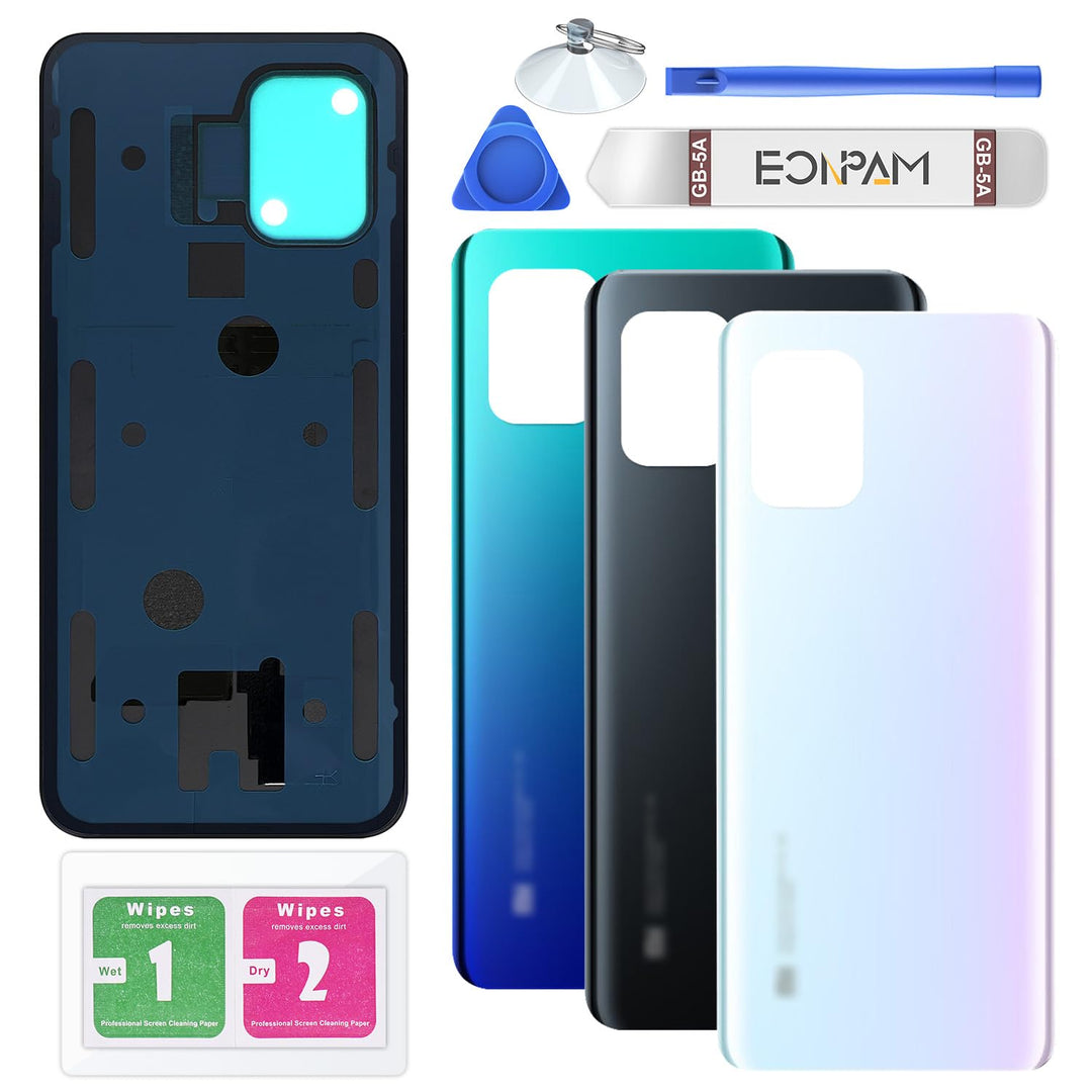 Eonpam Akkudeckel für Xiaomi Mi 10 Lite 5G Rückseite Glas Original Backcover Back Glas Ersatz mit Re