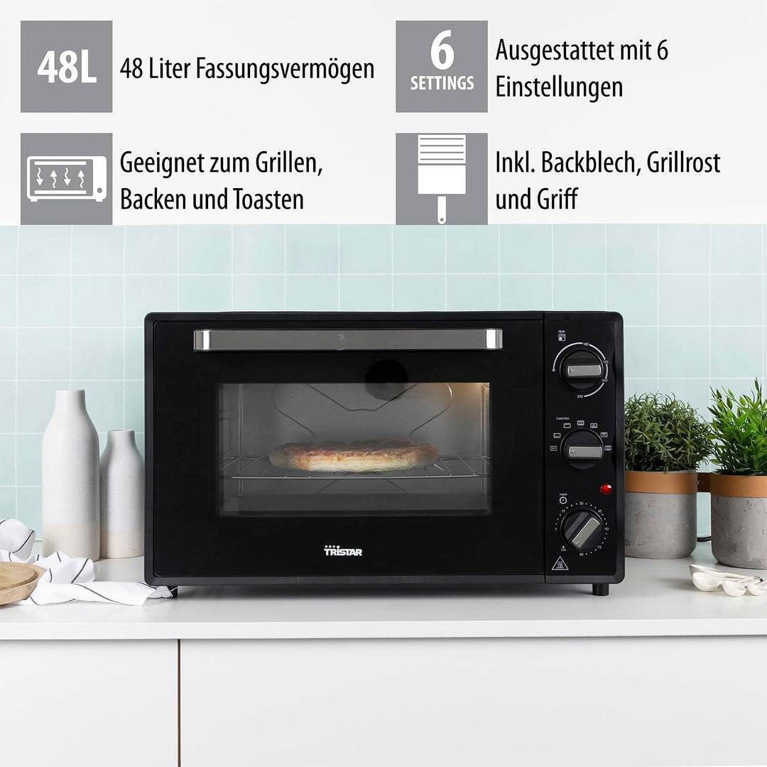 Konvektionsofen – 48 l Volumen – 2000 W 48 Liter Umluftofen, 48 Liter Umluftofen