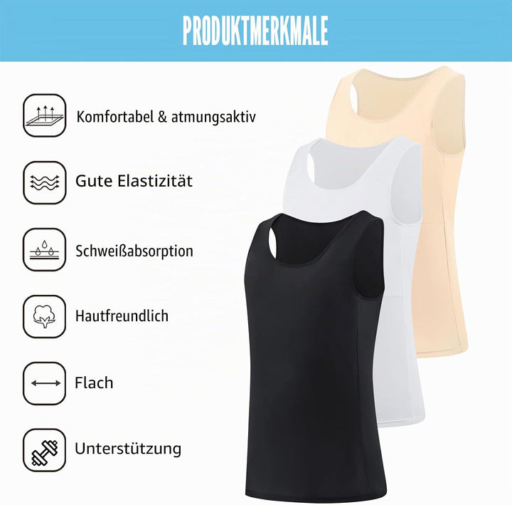 XUJI Transgender FTM Trans Atmungsaktive Halb Brust binder 4XL Tank-schwarz, 4XL Tank-schwarz