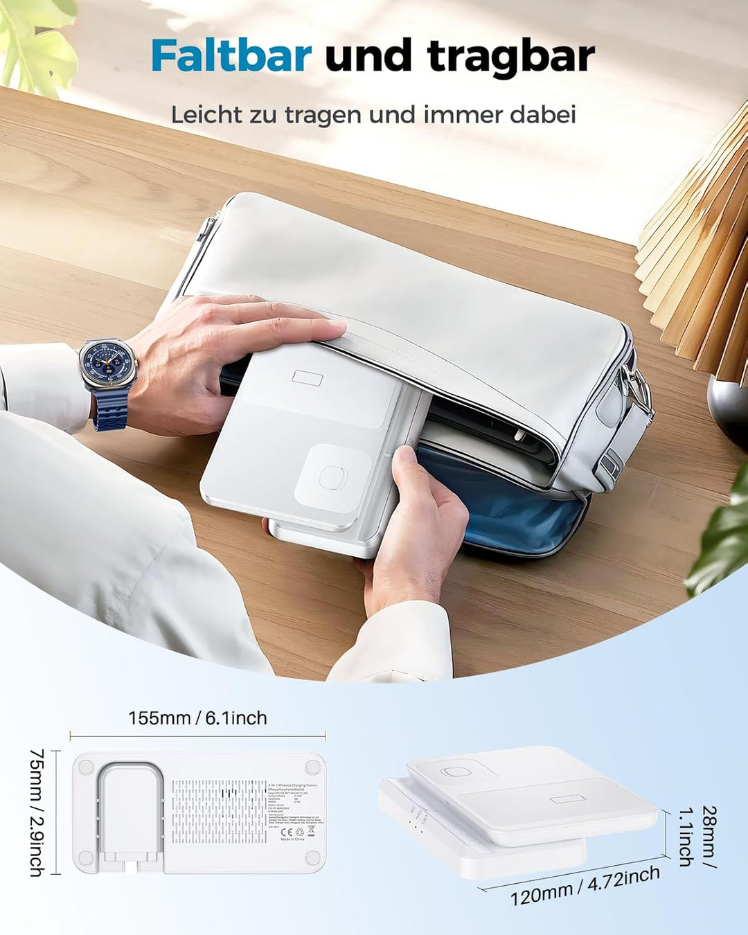 EGV Induktive Ladestation für Samsung – 3-in-1 Wireless Charger kompatibel mit Galaxy S26 Ultra/S25/