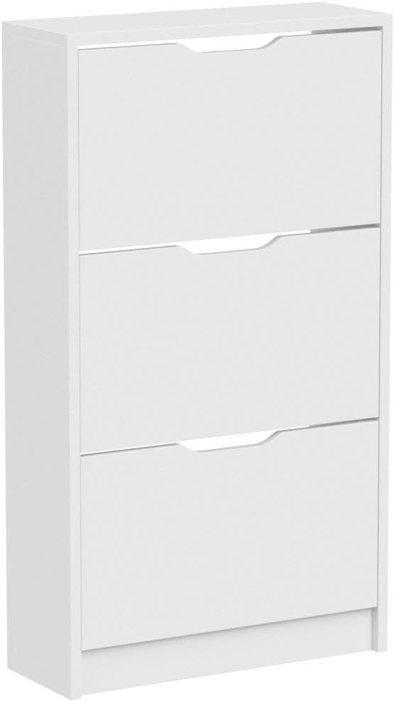 Vicco Schuhkipper Luca, Weiss, 59 x 105 cm 3 Fächer, zur Aufbewahrung von Schuhen, kombinierbar mit