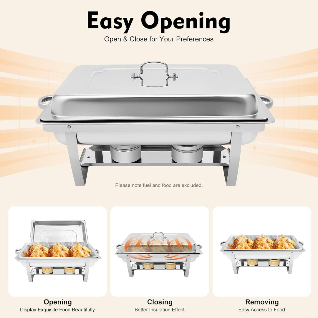 Speisenwärmer Edelstahl, 9L Chafing Dish Warmhaltebehälter Speisewärmer Wärmebehälter Hotel Buffet W