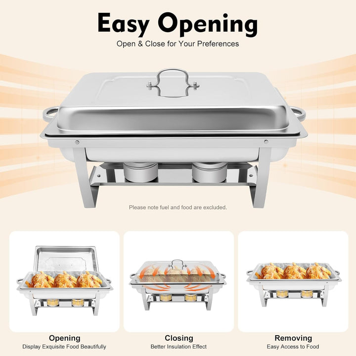 Speisenwärmer Edelstahl, 9L Chafing Dish Warmhaltebehälter Speisewärmer Wärmebehälter Hotel Buffet W