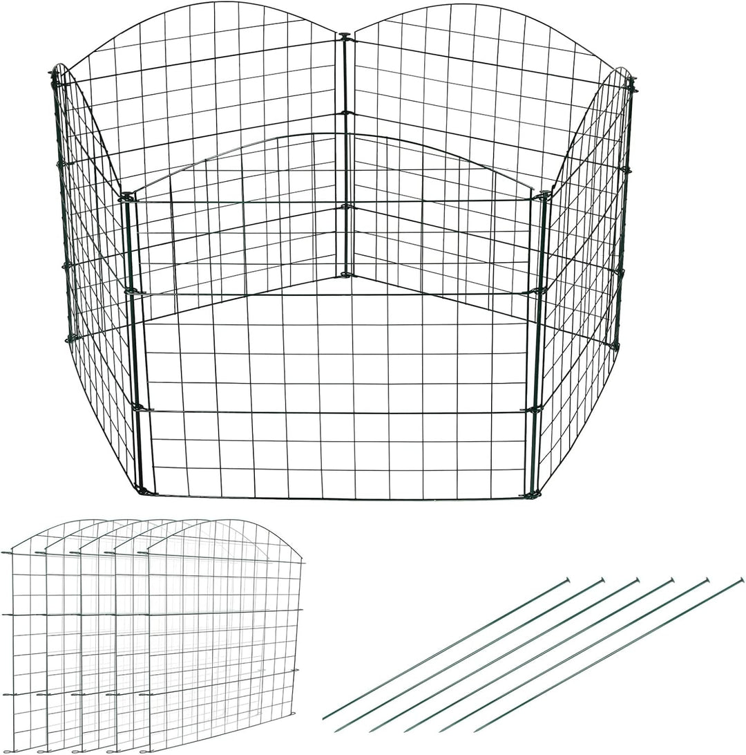 Herrselsam Teichzaun, 5tlg Set Gartenzaun Metall mit 11 Zaunelemente-5 Zaunelemente und 6 Befestigun