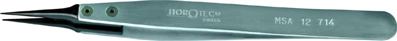 KD89 Horotec MSA12.714 Pinzette mit Spitzen aus schwarzer Kohlefaser, sehr feine Spitzen., grau