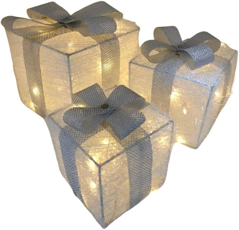 Bambelaa! 3er Led Deko Geschenke Leucht Boxen Timer Weihnachts Dekoration Weihnachtsdeko Beleuchtet