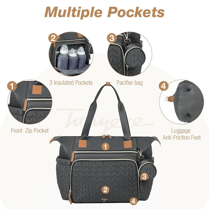 Tonyeee Wickeltasche mit Schnullertasche und Wickelunterlage, Wickelrucksack Multifunktions-Babytasc