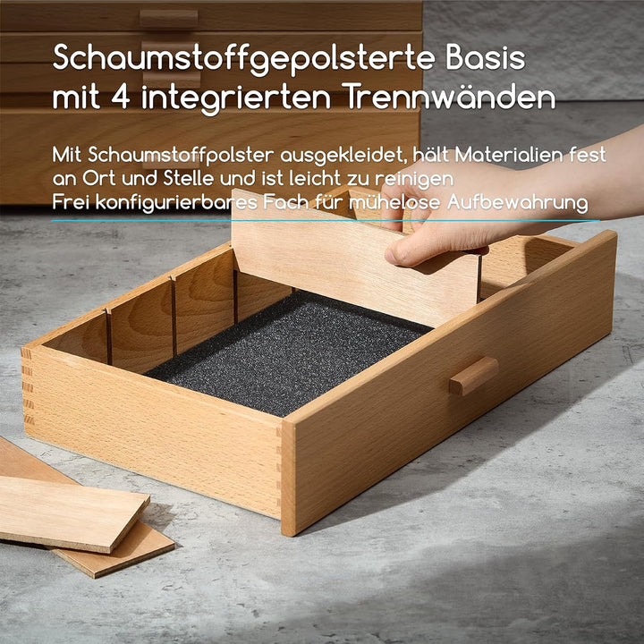 MEEDEN Aufbewahrungsbox für Künstlerbedarf: 1-stufige Kunstbox aus Massivem Buchenholz für Künstlerb