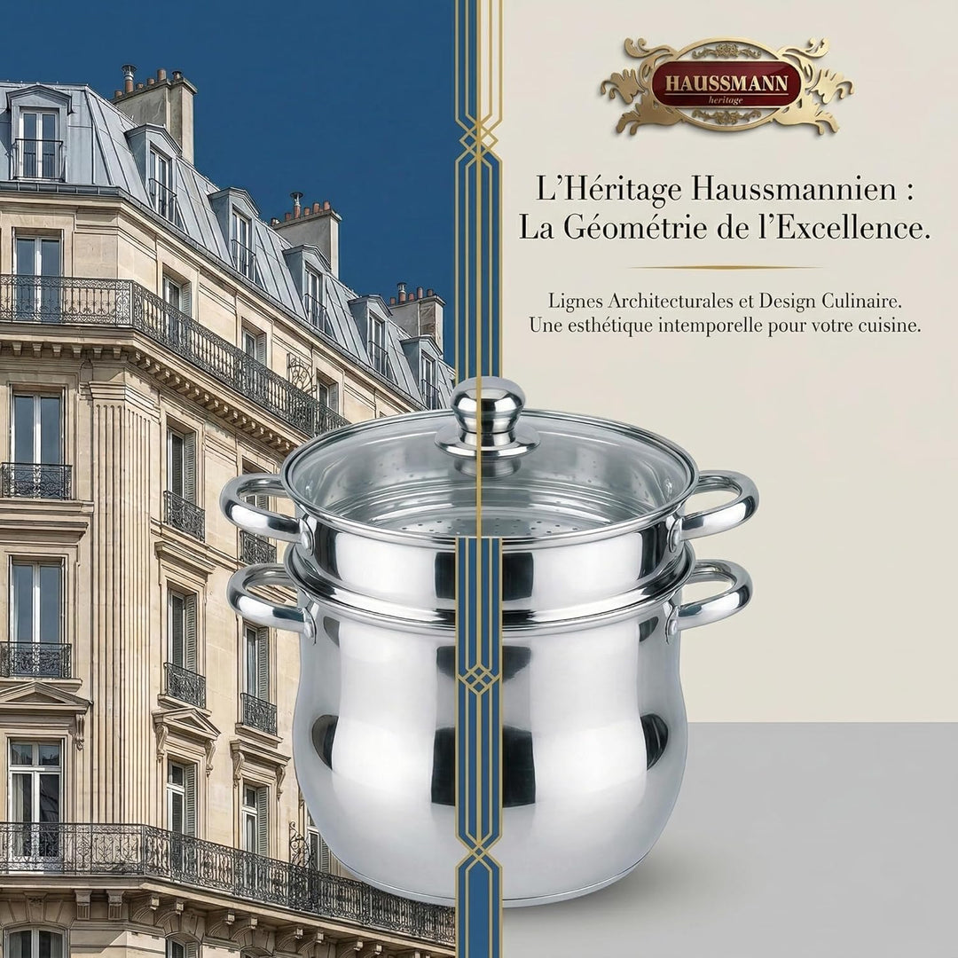 Haussmann Héritage 3 Stück Couscous-Töpfe Edelstahl Induktion HM-0827/8L (8 Liter) 8L/22cm, 8L/22cm