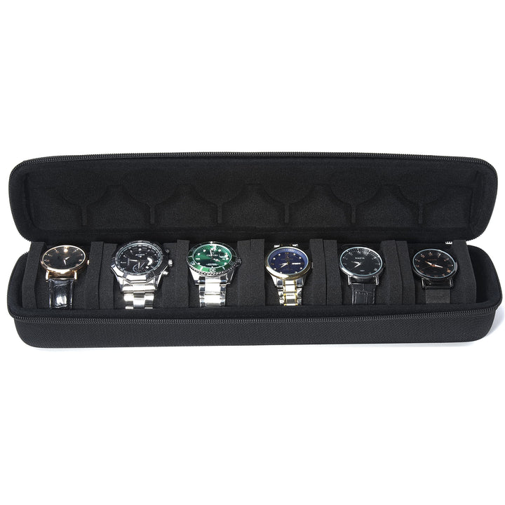 Hartschale, tragbare Uhrenreisetasche, Herren-Uhren-Reise-Organizer (schwarz, 6 Fächer) Schwarz 6 sl