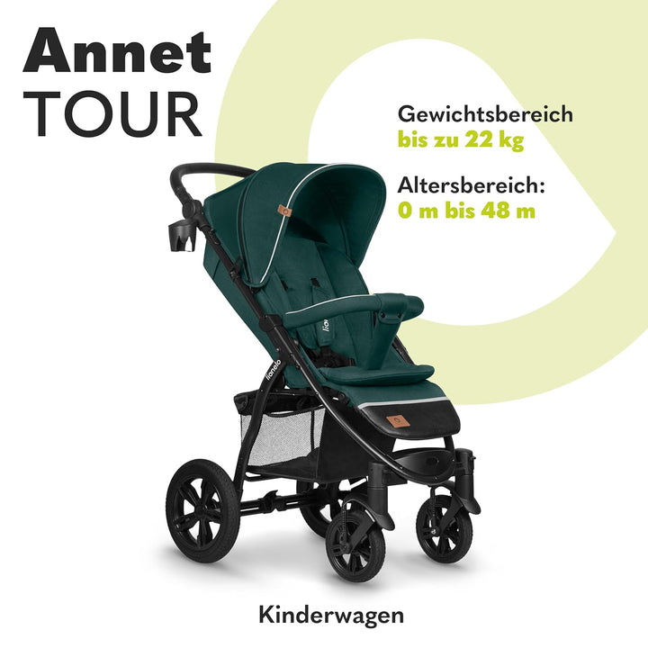 LIONELO Annet Tour Kinderwagen bis 22 kg, verstellbarer Griff, zusammenklappbar, verstellbare Rücken