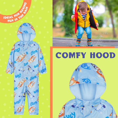 BlueY Regenanzug Kinder, Fleece-Gefütterter Wasserdichter Matschanzug Mädchen mit Kapuze, Regenovera