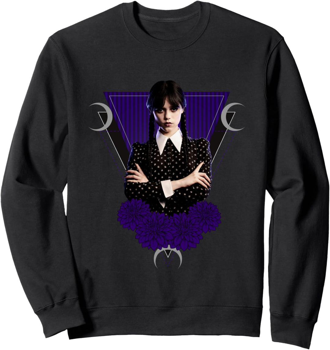 Mittwochsserie Mittwoch Schwarze Dahlien und Monde Sweatshirt