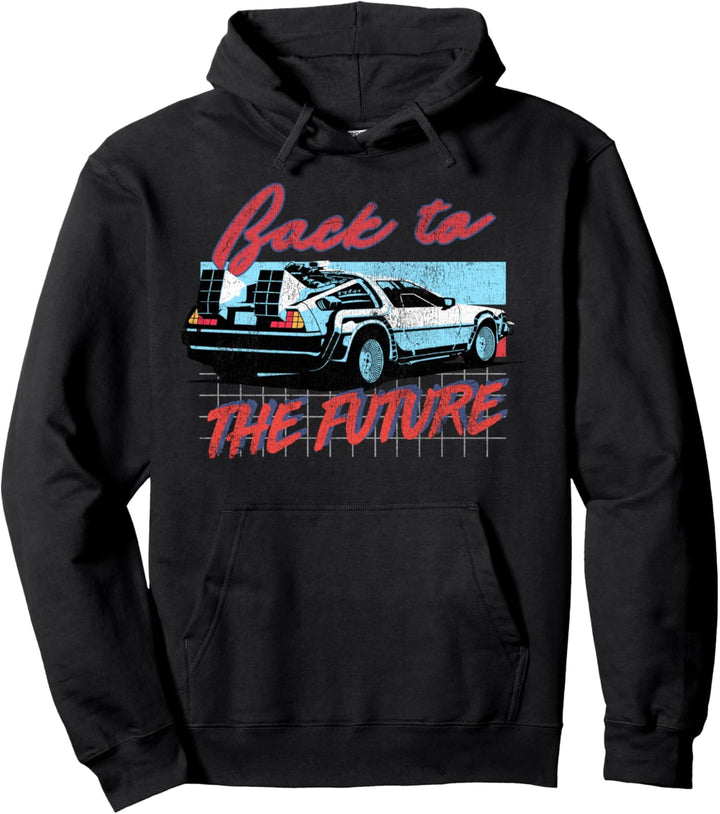Back To The Future DeLorean Grid Portrait Pullover Hoodie