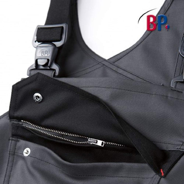BP 2431-820-5332-44n Latzhose, Stretch-Hosenträger mit Clipbefestigungen, 320,00 g/m² , dunkelgrau/s