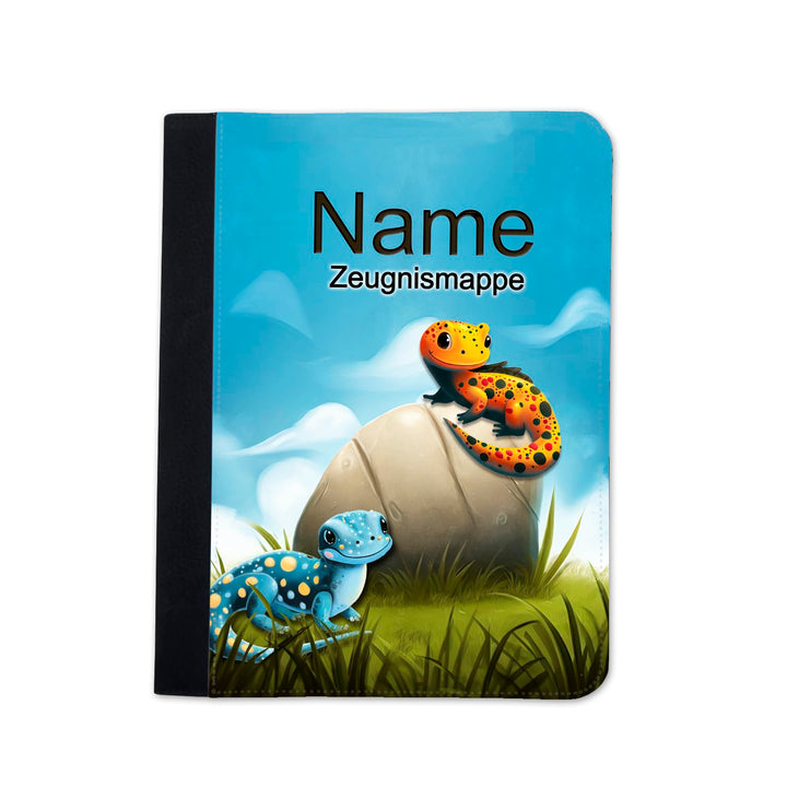 Zeugnismappe personalisiert Salamander mit Name | Klarsichthüllen A4+, Urkundenmappe, Dokumentanmapp