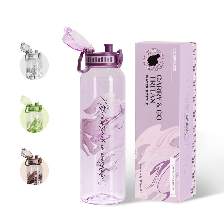 UZSPACE Trinkflasche Sport 1L, Tritan Bpa-Frei Trinkflasche Auslaufsicher mit Einhandbedienung, Kohl