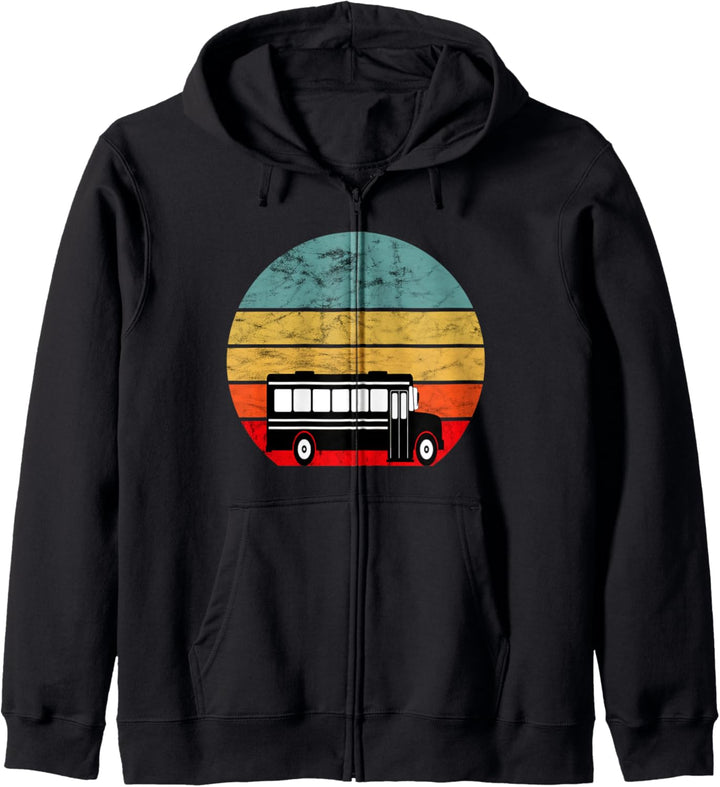 Schulbus Fahrer Retro Vintage Sonnenuntergang Bus Lover Bus Fahren Kapuzenjacke