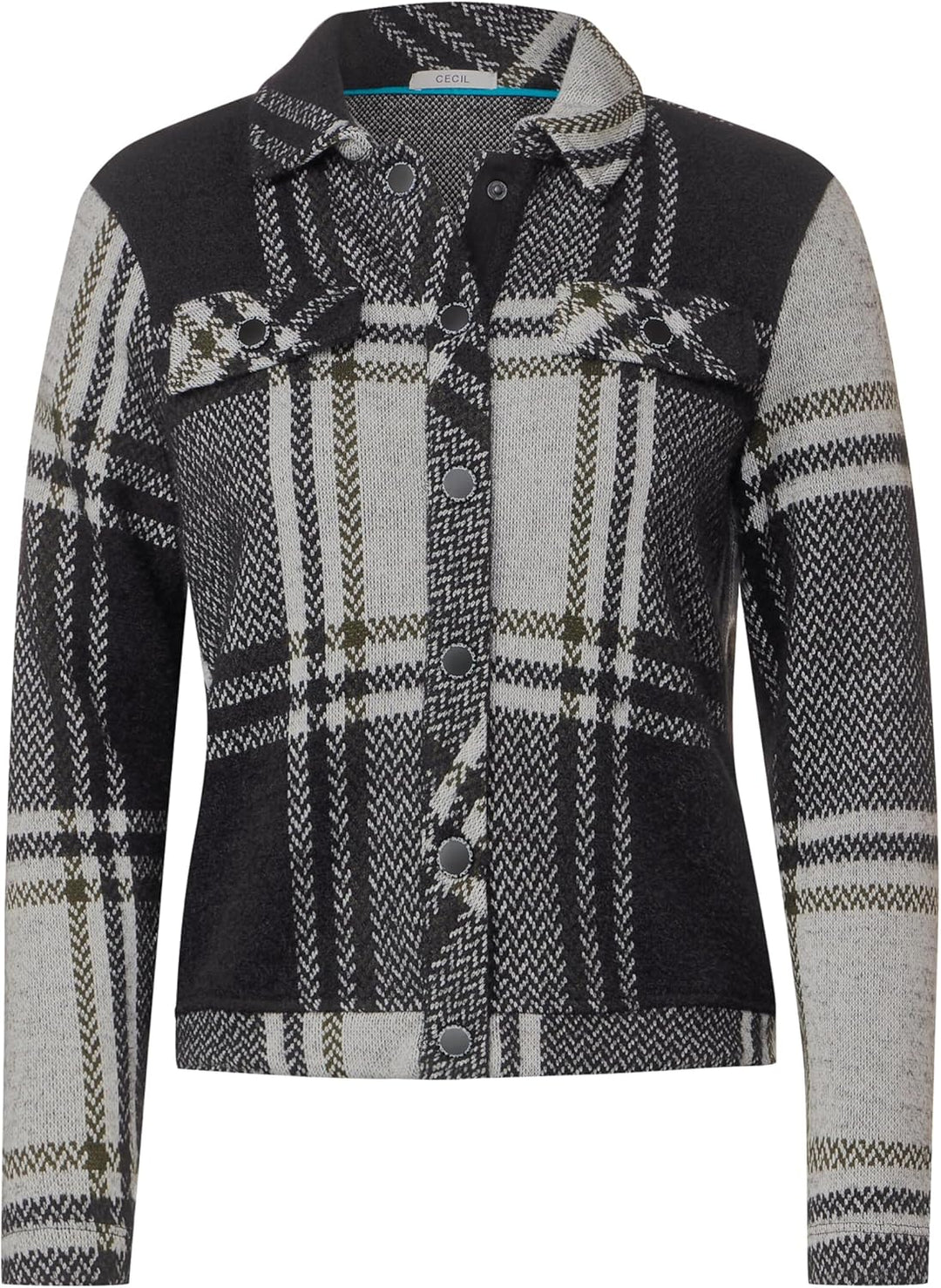 Cecil Damen B320782 Jacquard Jacke Kariert L Schwarz, L Schwarz