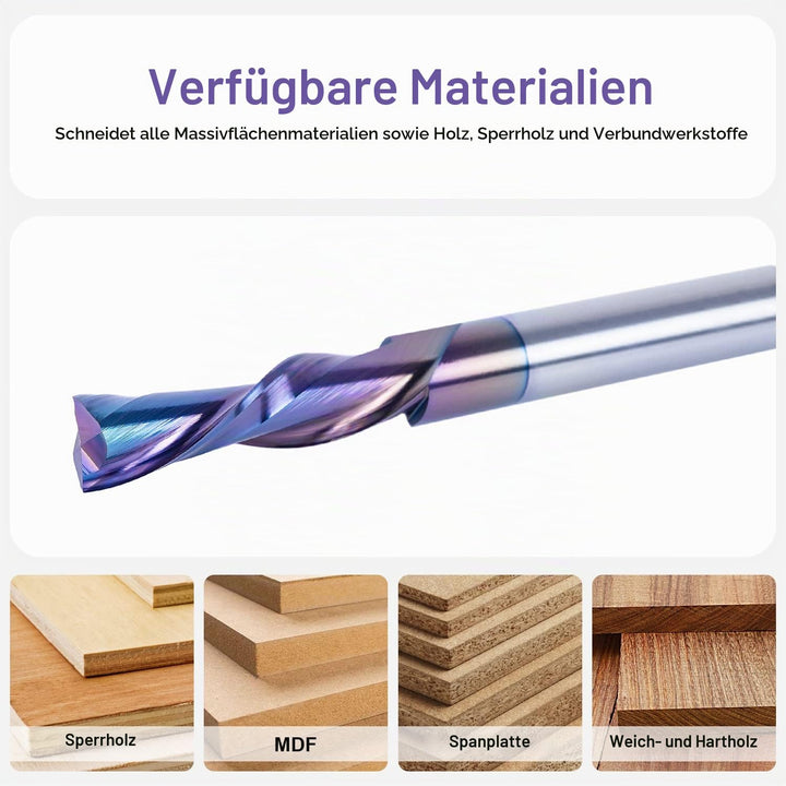 SpeTool Spiralnutfräser 8mm Schaft Downcut 32mm Schnittlänge Nutfräser Spiralfräser mit SPE-X Beschi