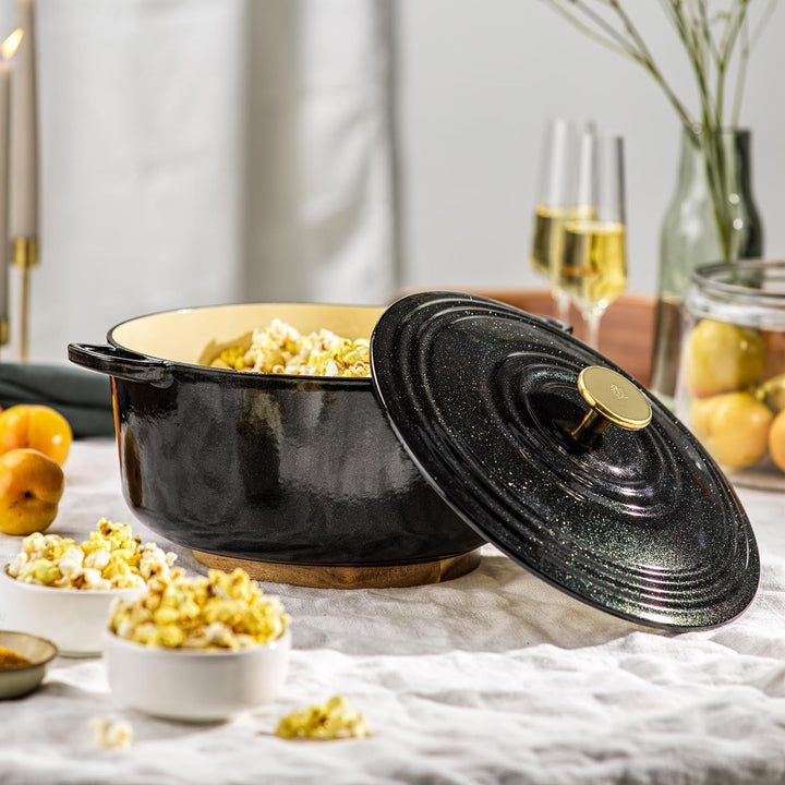 BK Cookware Bourgogne Deutsches Emaille-Gusseisen, 28cm/6,7Liter Schmortopf Auflaufform mit Deckel,D