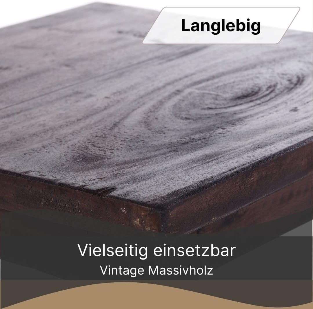 DESIGN DELIGHTS RUSTIKALER Holz SITZHOCKER Madero | 48x30x30 cm (HxBxT), Recyclingholz | Holzhocker
