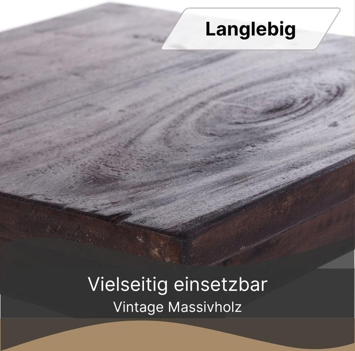 DESIGN DELIGHTS RUSTIKALER Holz SITZHOCKER Madero | 48x30x30 cm (HxBxT), Recyclingholz | Holzhocker
