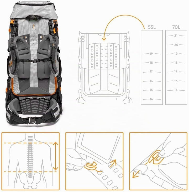 Lowepro PhotoSport PRO BP 70L, Rucksack für Spiegelreflex- & Spiegellose Kameras, Zugriff auf Vorder