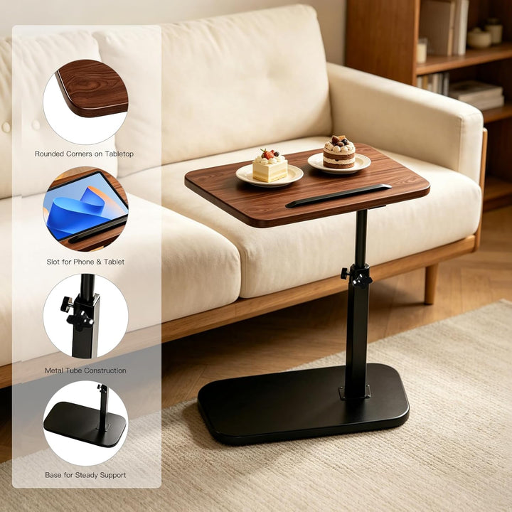 Beistelltisch C Form Höhenverstellbar 45-80 cm, 360° Drehbarer Laptop Tisch für Sofa und Bett, C-Tis