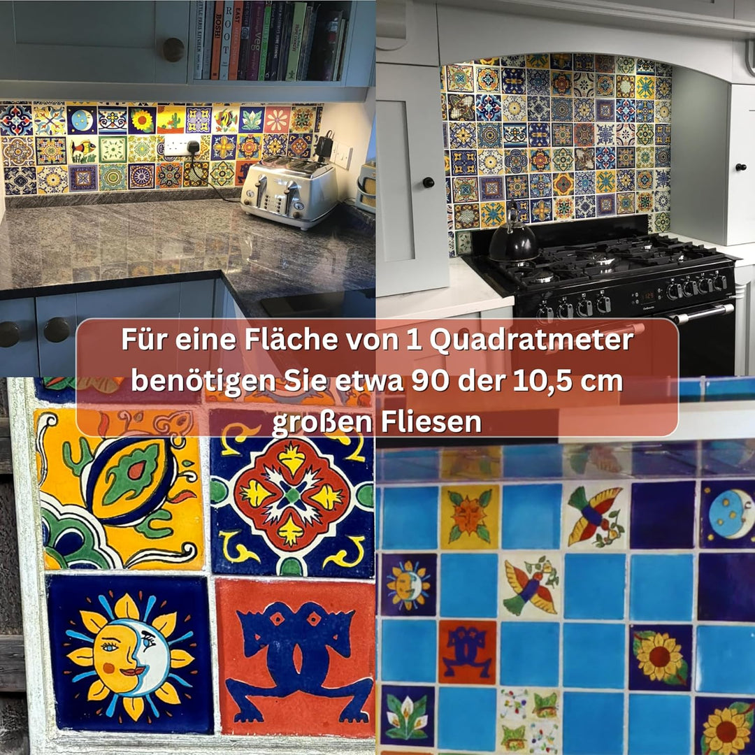 Eine Packung von 25 mexikanischen handgemachten Talavera, 10,5 cm Fliesen