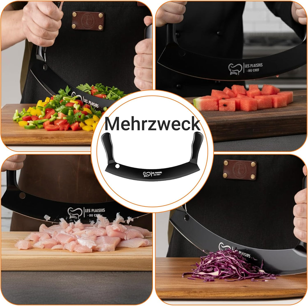 Extra scharfer Pizza Schneider/Pizzaschneider mit Antihaft-Beschichtung – Wiegemesser 30,5 cm mit Do
