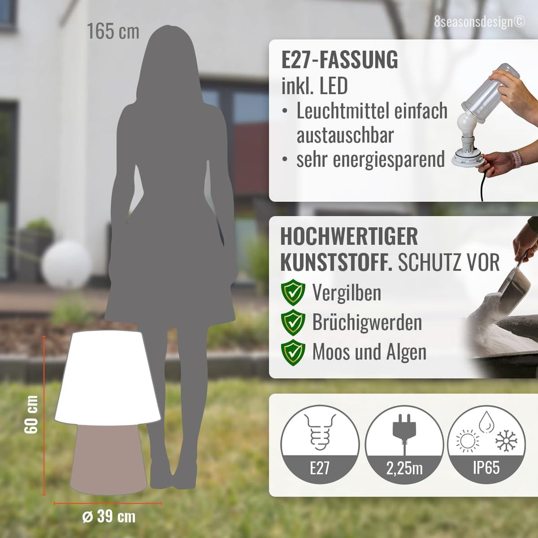 Light Life Leuchtobjekt Lampe "Taupe" 60 cm (LED) Indoor & Outdoor