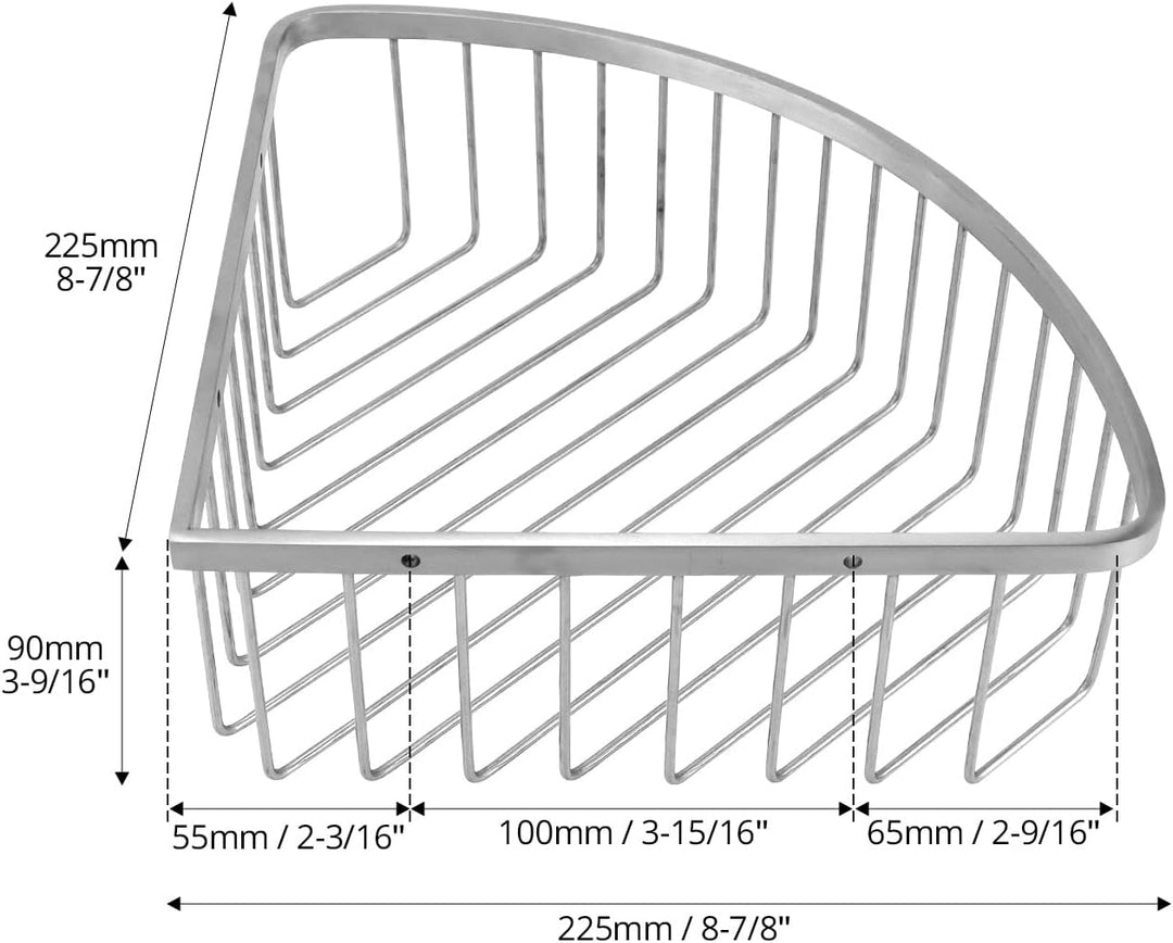 QWORK® Duschablage Ecke, Duschregal Edelstahl 304, 22,5 x 22,5 x 8,5 cm Eckregal Dusche, für Bad Küc