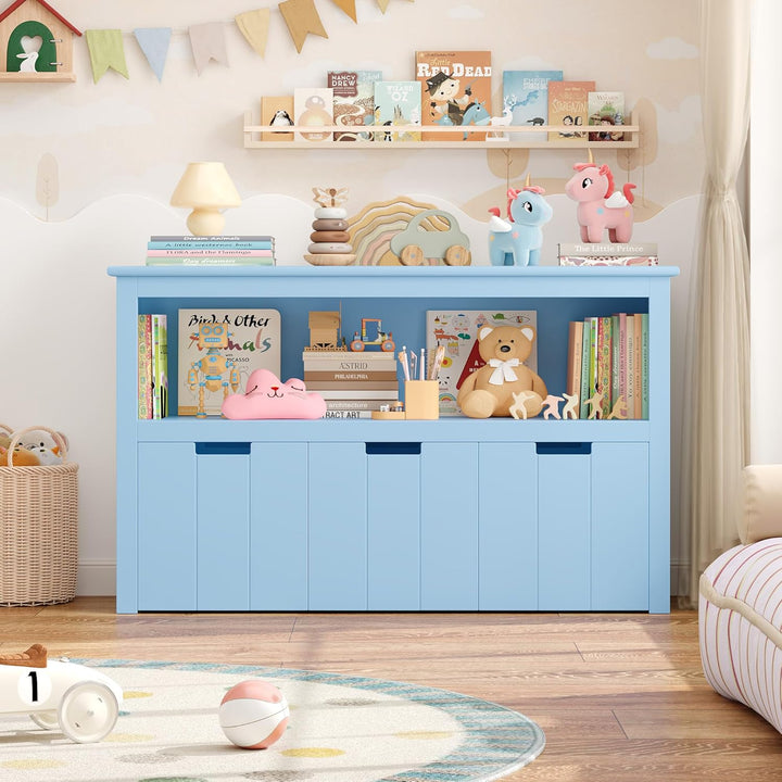 FOREHILL Kinderregal mit Boxen auf Rollen, Spielzeug Aufbewahrung Kinderzimmer Möbel, Spielzeugregal