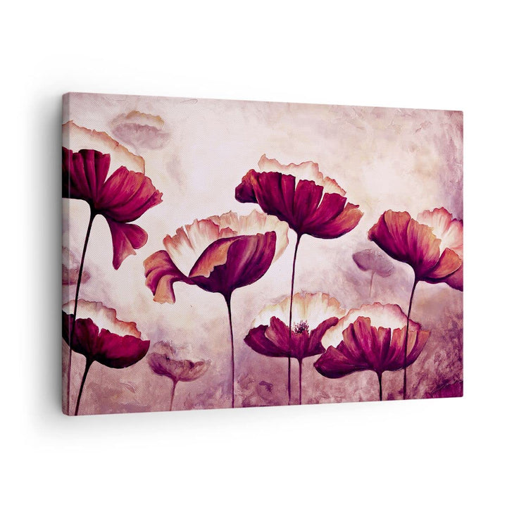 Bilder auf Leinwand Mohn Blume Wiese Leinwandbild mit Rahmen 70x50cm Wandbilder Dekoration Wohnzimme