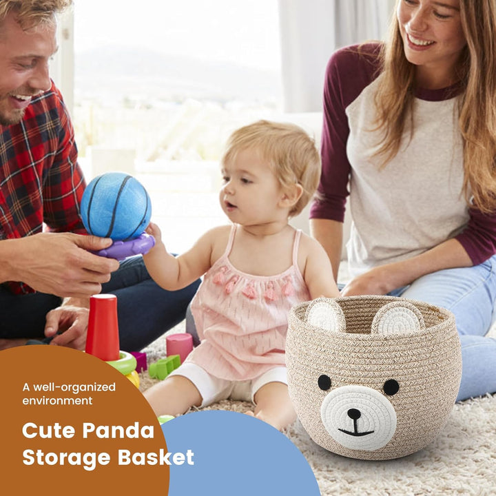 2x Babykorb aus Baumwollseil süss Bär für Kinderzimmer-Organizer | Kleiner Korb für Geschenke, Spiel