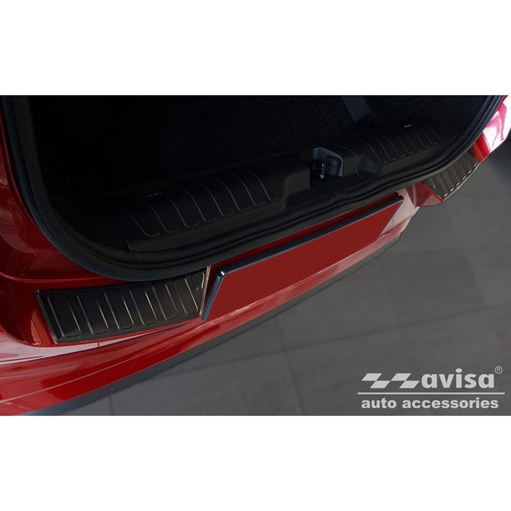 Avisa Schwarz Edelstahl Heckstossstangenschutz kompatibel mit Ford Puma 2019- 'Ribs' (2-teilig)