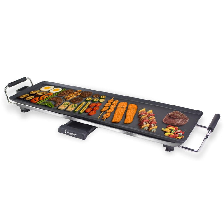BEPER P101BBQ070 XL Elektrischer Teppanyaki-Grill 70 x 23 cm, Antihaftbeschichtung mit einstellbarem