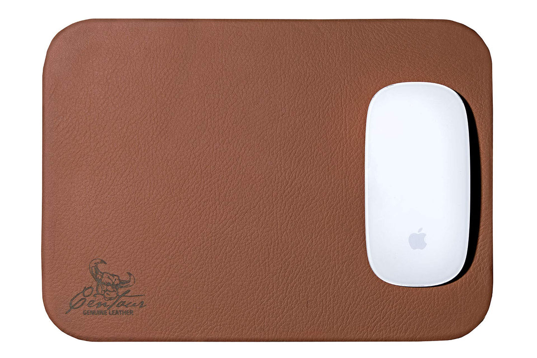 Centaur - Hochwertiges Leder Mousepad 25x18 cm Cognac - Vintage Mauspad aus echtem Leder - Unterlage