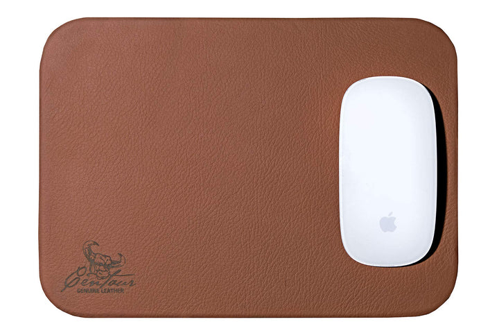 Centaur - Hochwertiges Leder Mousepad 25x18 cm Cognac - Vintage Mauspad aus echtem Leder - Unterlage