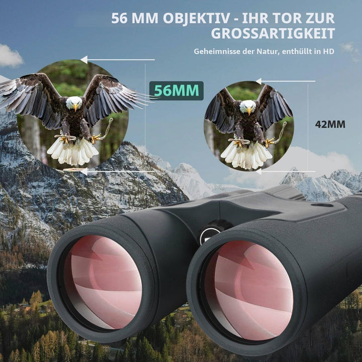 12x50 HD-Optik-Fernglas für Erwachsene, professionelles wasserdichtes Fernglas mit BaK4-Prismen und