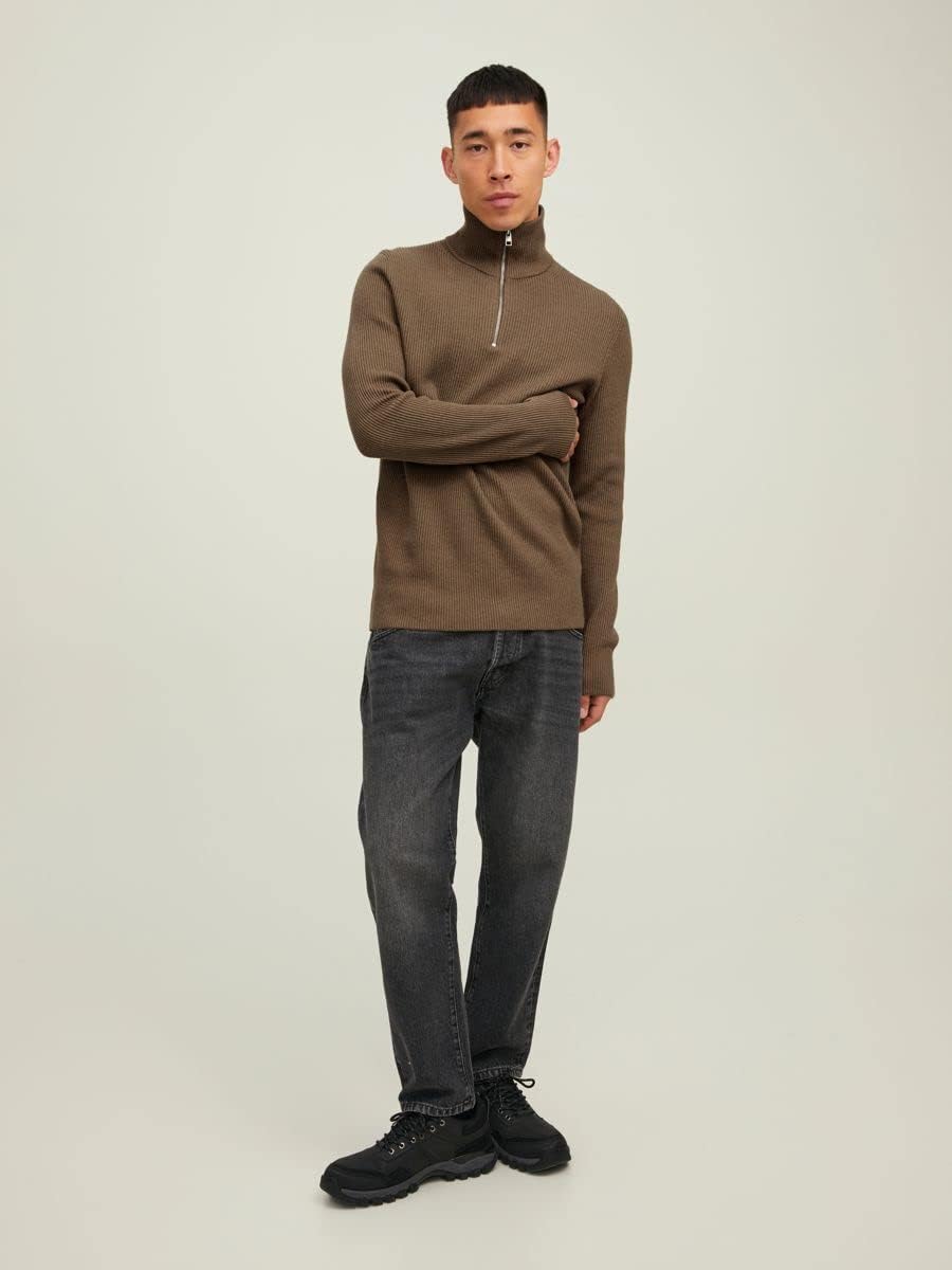 Jack & Jones Men's Jprperfect Knit Half Zip Sn Sweater S Otter, S Otter