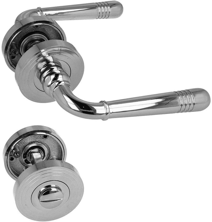 MS Beschläge® Drückergarnitur Türdrücker Türklinke verchromte Oberfläche BB/PZ/WC (WC - Bad), WC - B
