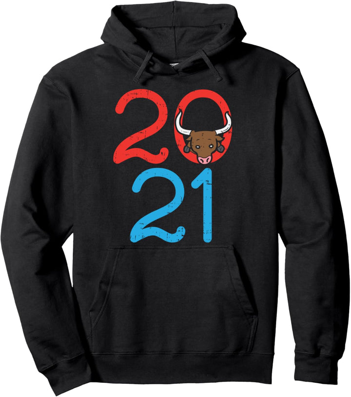 2021 Ox Cute Lunar Chinese New Year Zodiac Astrology Gift Pullover Hoodie