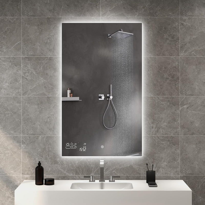 byecold Badspiegel mit LED Beleuchtung 100x60CM, Badezimmerspiegel Antibeschlag, Bad Spiegel Wandspi